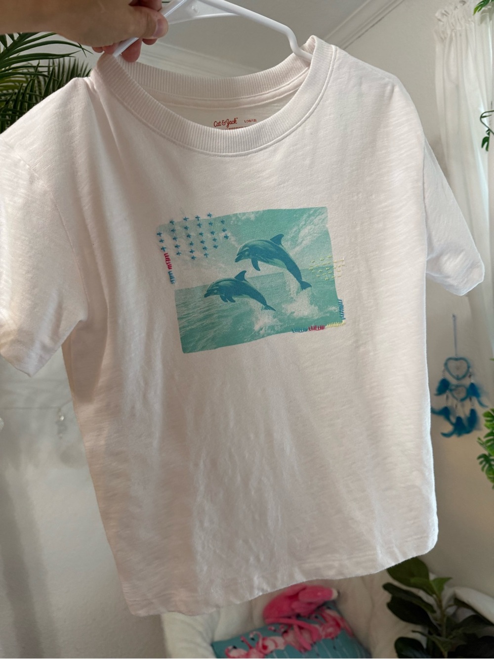 Cat & Jack White Tee with dolphin Graphic